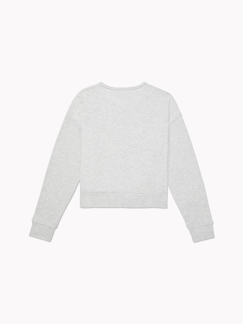 Női Tommy Hilfiger Ribbed Crewneck Pulóverek Szürke | HU 402QMA